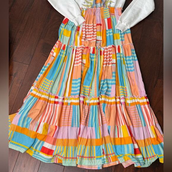 Pink Floyd Graphic Upcycled Long Sleeve Hippie Patchwork Maxi Dress Small - Picture 12 of 14